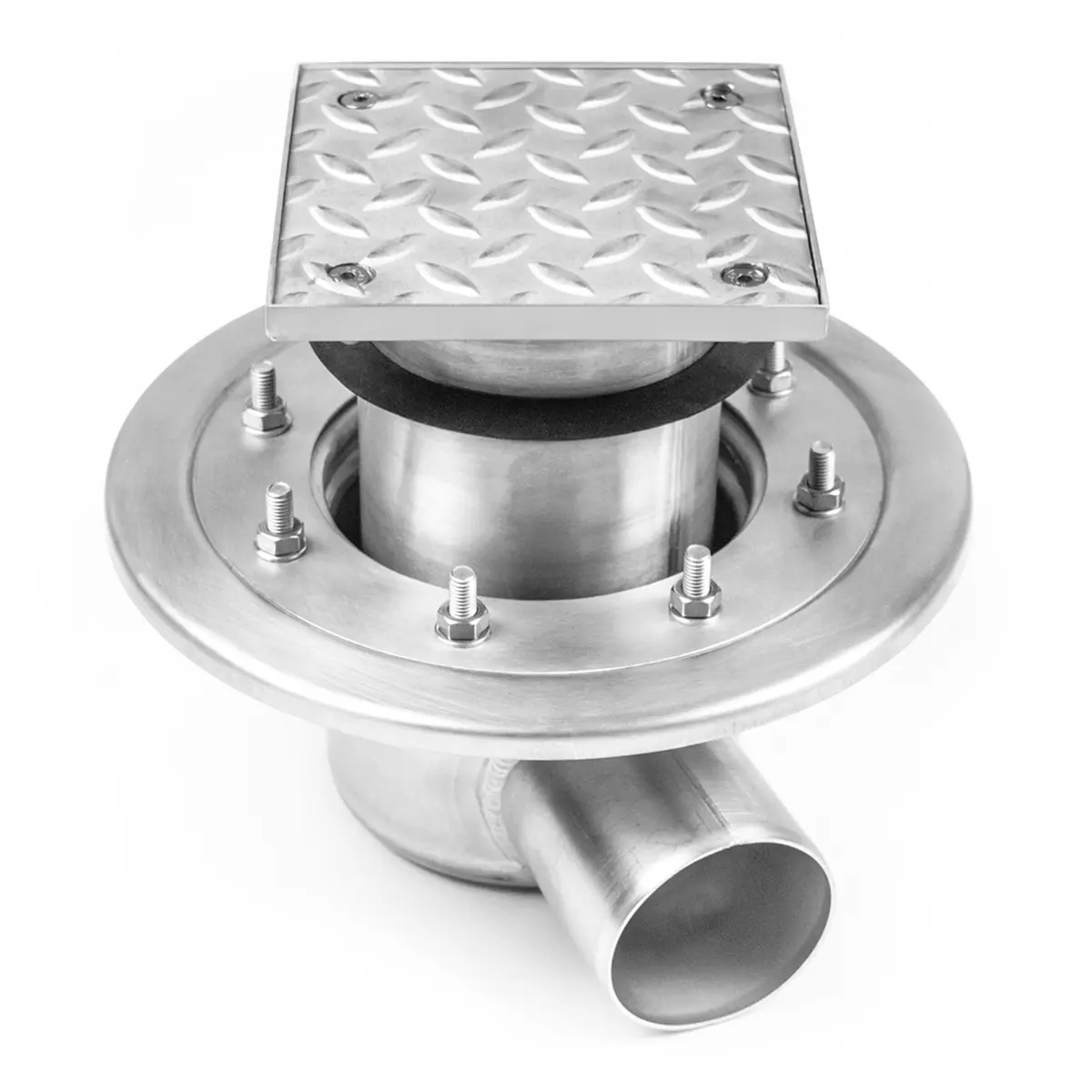 Boční dvoudílná nerezová revizní klapka s rýhovaným krytem